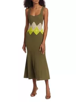 Платье-майка Kaomi крючком Tanya Taylor, зеленый