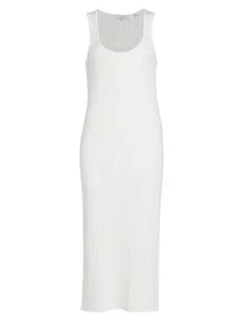 Платье-майка миди в рубчик Vince, цвет Off White