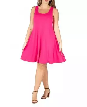 Платье-майка размера плюс с расклешенным кроем длиной до колена 24seven Comfort Apparel, розовый