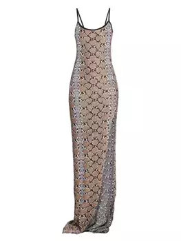 Платье-майка с принтом питона и пайетками Balmain, черный