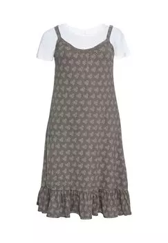Платье-майка с рубашкой, А-силуэта и с принтом по всей поверхности sheego, цвет Rauchgrau Bedruckt