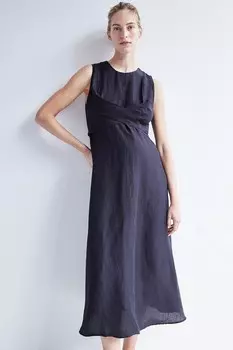 Платье «мама» из смеси льна H&M, синий