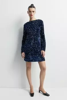 Платье mama с пайетками и глубоким вырезом на спине H&M, синий