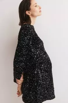 Платье mama с пайетками и глубоким вырезом на спине H&M, черный