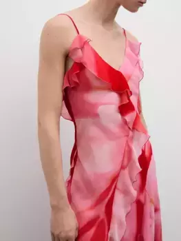 Платье Mango Azalea Ombre Ruffle, цвет pink/multi