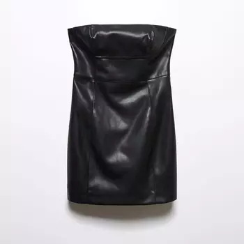Платье Mango Bandeau Leather, черный