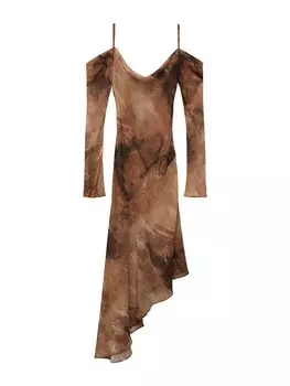 Платье MANGO, цвет Brown/Dark brown
