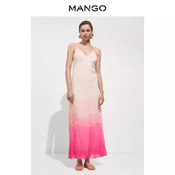 Платье Mango длинное, розовый