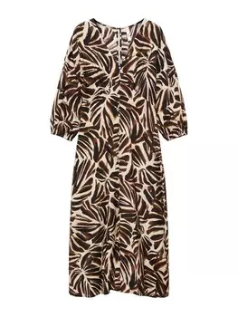 Платье MANGO Dress Claudie, цвет Brown/Dark brown