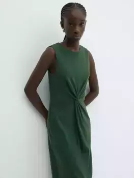 Платье Mango Fertina Cotton Midi, зеленый