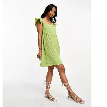 Платье Mango frill cap sleeve babydoll, светло-зеленый