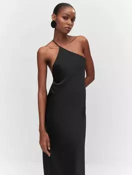 Платье Mango Kira с открытой спиной, атласное, черное