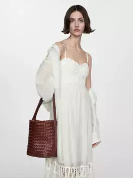 Платье Mango Nanit Embroidered Mini, цвет natural white