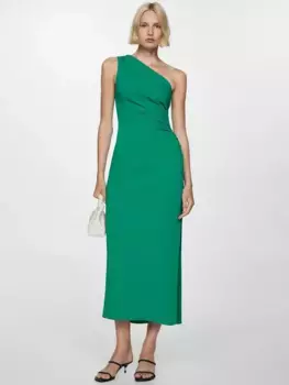 Платье Mango Naty Asymmetric, зеленый