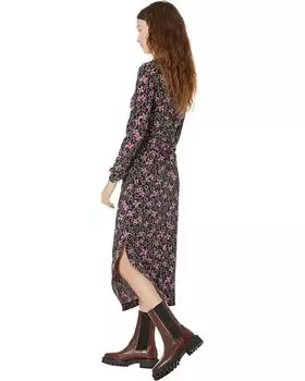 Платье MANGO Nina Floral Square Neck Dress, розовый