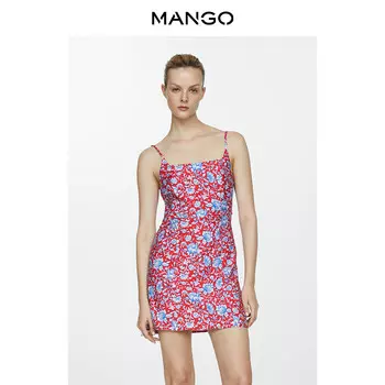 Платье Mango с цветочным принтом, красный