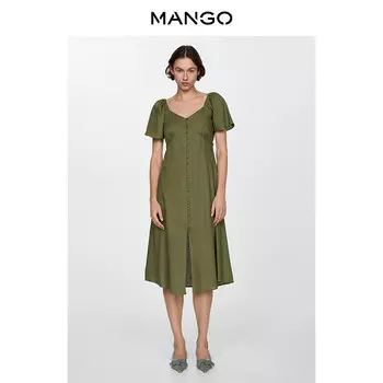 Платье Mango с короткими рукавами, бежевый