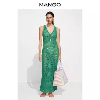 Платье Mango с толстой нитью, зеленый