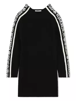 Платье Marc Jacobs Kids с логотипом и интарсией, черный