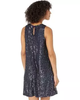 Платье MARINA Sleeveless A-Line Sequin Shift Short Dress All Over Sequins, темно-синий