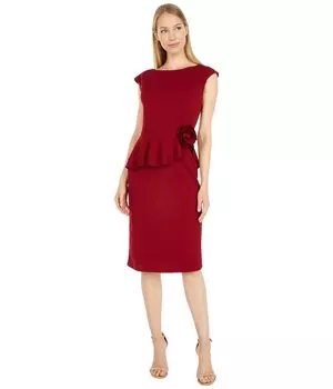 Платье MARINA, Stretch Crepe Peplum Dress