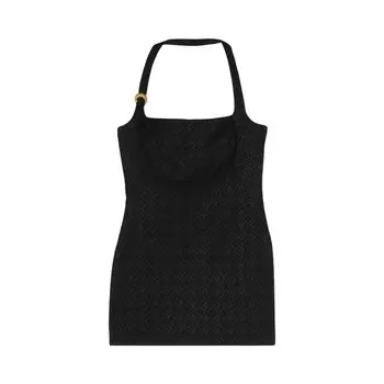 Платье Marine Serre Moon Diamant Jacquard Strap Dress, черный