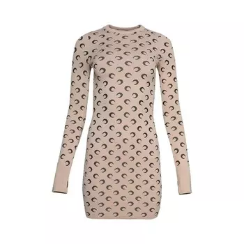 Платье Marine Serre Moon Jacquard Knit Mini Dress, цвет Tan