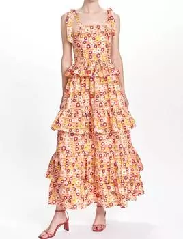 Платье Marisol с многоуровневыми оборками в розовом цвете COREY LYNN CALTER