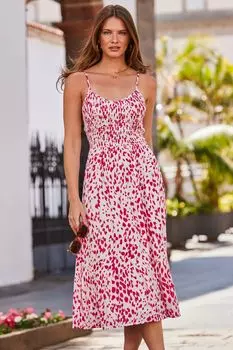 Платье Mark Maker с бретелями и топом с рюшами Sosandar, розовый