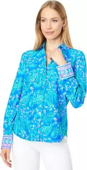 Платье Marlena UPF 50+ Button-Down Lilly Pulitzer, цвет Eclipse Blue Serenade In The Shade Engineered Chilly Lilly