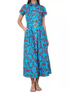 Платье Marlow в стиле тихоокеанского иката Olivia James the Label, цвет pacific ikat