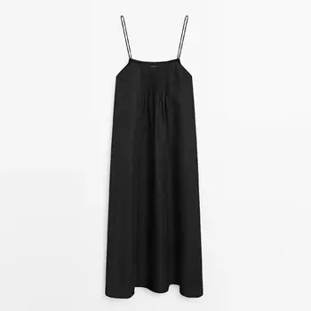 Платье Massimo Dutti 100% Linen Strappy, черный