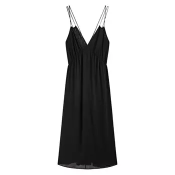 Платье Massimo Dutti Flowing With Double Straps And Open Back, черный