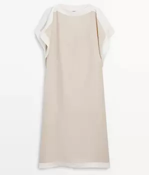Платье Massimo Dutti Kaftan With Contrast Trims, бежевый