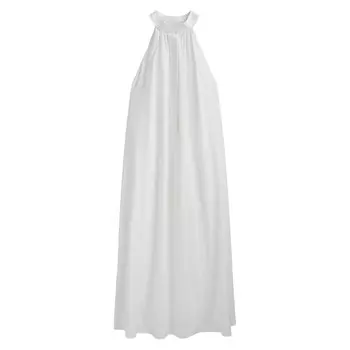 Платье Massimo Dutti Long Halter Neck With Flounce, белый