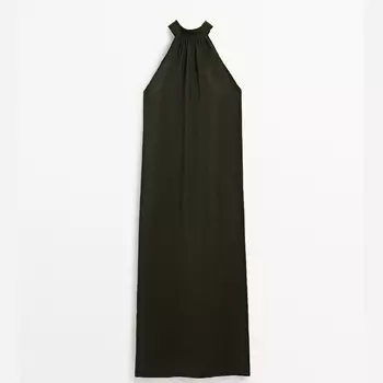 Платье Massimo Dutti Long Halter, темно-зеленый