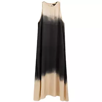 Платье Massimo Dutti Long Sleeveless Blended Print, черный/бежевый