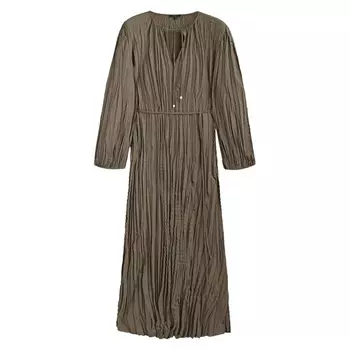 Платье Massimo Dutti Pleated Midi With Drawstrings, хаки