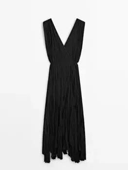 Платье Massimo Dutti Pleated Wrap, черный