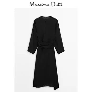 Платье Massimo Dutti с длинными рукавами, черный