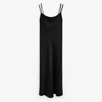 Платье Massimo Dutti Satin With Lace Bra, черный