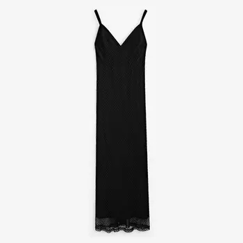 Платье Massimo Dutti Strappy Beaded Mesh, черный