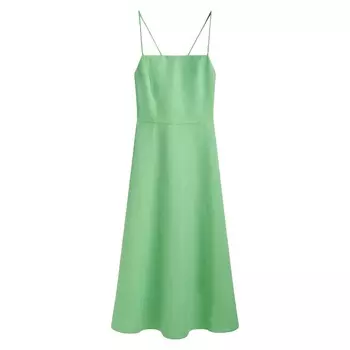 Платье Massimo Dutti Strappy Midi With Seam Detail, светло-зеленый