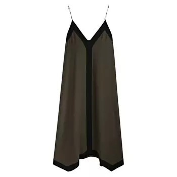 Платье Massimo Dutti Strappy With Contrast V-neck, хаки/черный