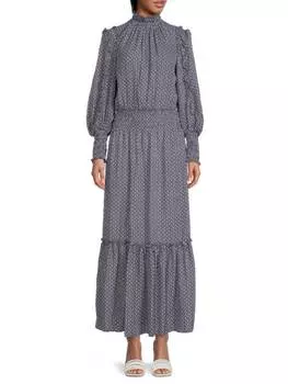 Платье Max Studio с присборенной талией и принтом, голубой