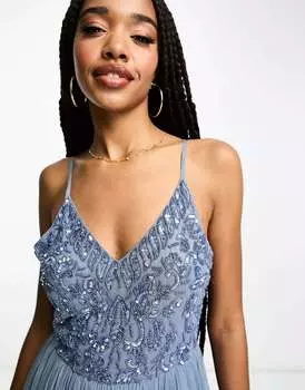 Платье макси 2 в 1 Beauut Tall Bridesmaid с декорированным верхом и тюлевой юбкой темно-синего цвета