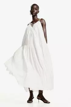 Платье макси а-силуэта H&M, белый
