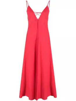 Платье макси А-силуэта со шнуровкой Forte Forte, красный