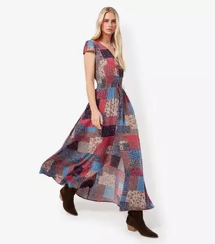 Платье макси абрикосово-розового цвета с лоскутным принтом Apricot, розовый