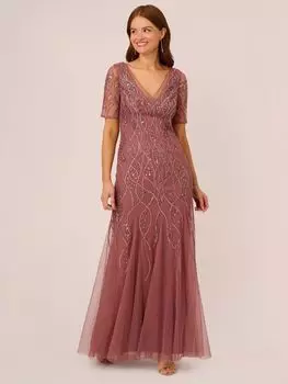 Платье макси Adrianna Papell, расшитое бисером, сливовый